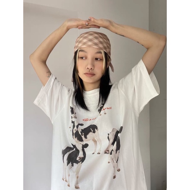 Áo thun Treminal unisex COWS phong cách Hàn Quốc màu trắng - A023