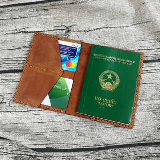 Ví đựng passport handmade da nâu nhạt