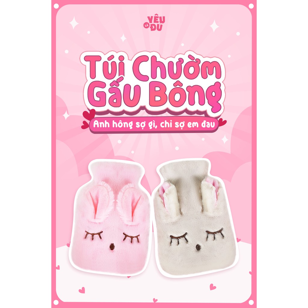 Túi chườm bụng kinh dành cho nam tặng nữ hình gấu bông cute mềm mại - YÊU LÀ ĐỦ