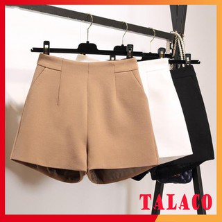Quần sooc đùi vải cạp cao cho nữ - talaco