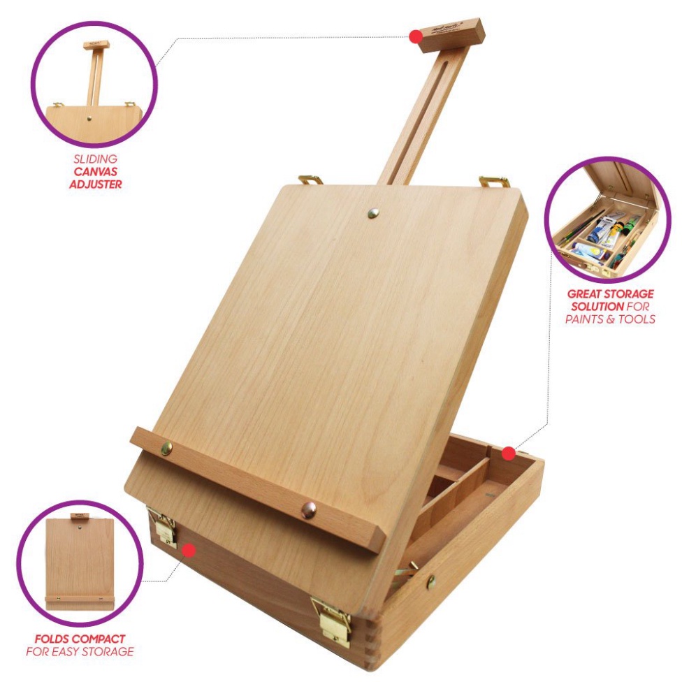 [ TÂM TÂM ]-Giá vẽ để bàn MONT MARTE, Giá vẽ dạng hộp Tabletop Box Easel Signature MEA0039