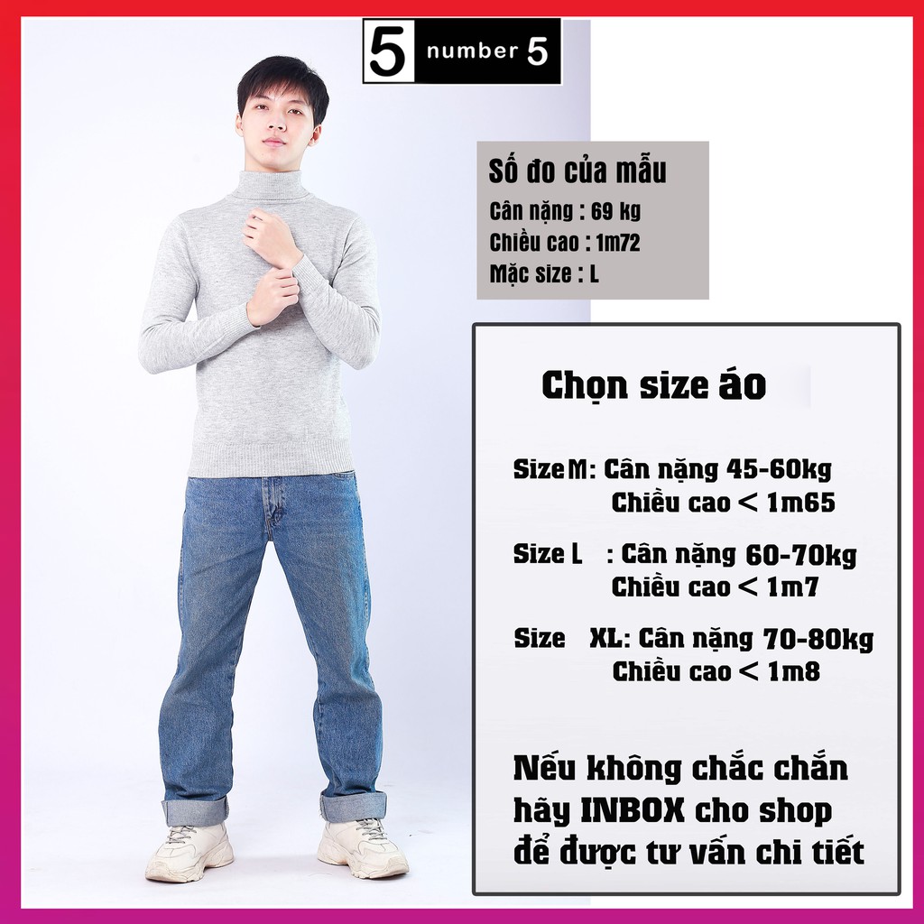 Áo Len Nam Cổ Lọ Number5 Mẫu Mới Nhất 2021 [LCL]