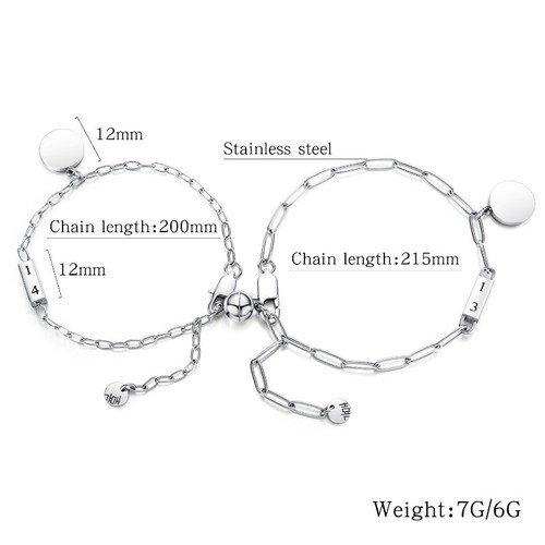 Bộ 2 Lắc Tay Cặp Nam Nữ Titan Ko Đen TT 3250