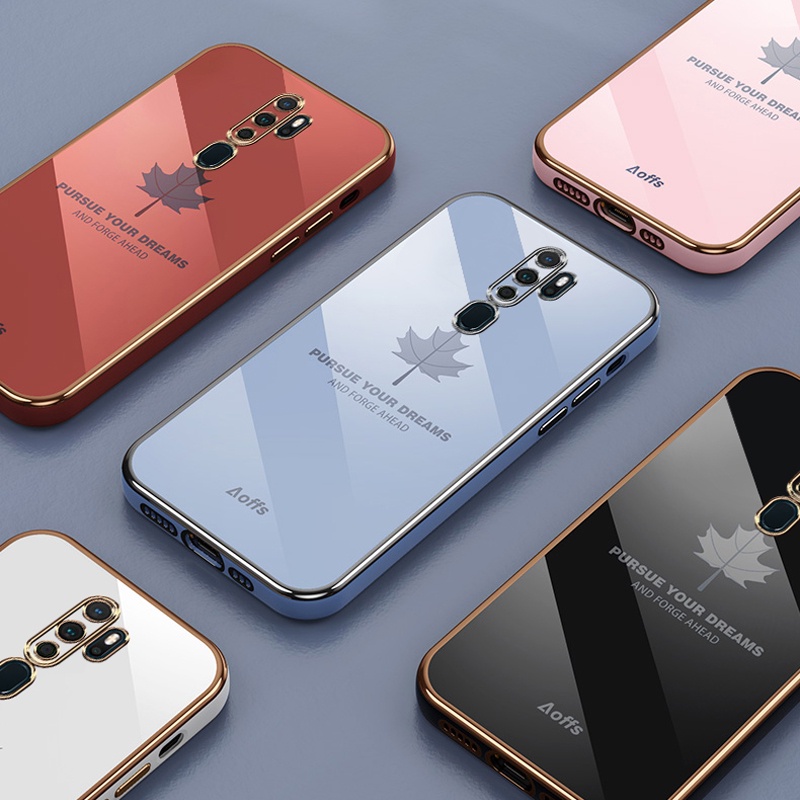 Ốp điện thoại Koosuk silicone mềm mạ láng bóng họa tiết lá phong cho OPPO A5 A9 2020 F11 Pro