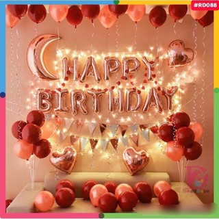 Happy Birthday 50 bóng màu rose gold Đủ Chi Tiết như hình