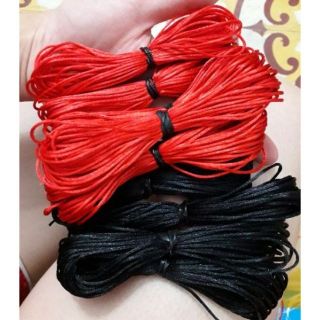 XẢ HÀNG -10m dây tim Đen - Đỏ 1mm,dây đan vòng tết tóc dây chỉ đỏ, dây lụa bóng.