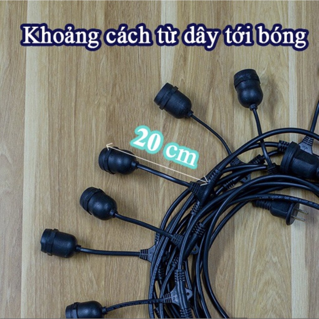 Dây đèn trang trí ngoài trời dùng cho quán cà phê, trà chanh, trà sữa... 10m 20 bóng, 7,5m 15 bóng 5m 10 bóng