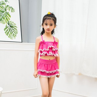 Đồ bơi bé gái 8-12 tuổi 20-30 kg áo 2 dây váy xếp tầng co giãn tốt nhiều màu Blueshop68