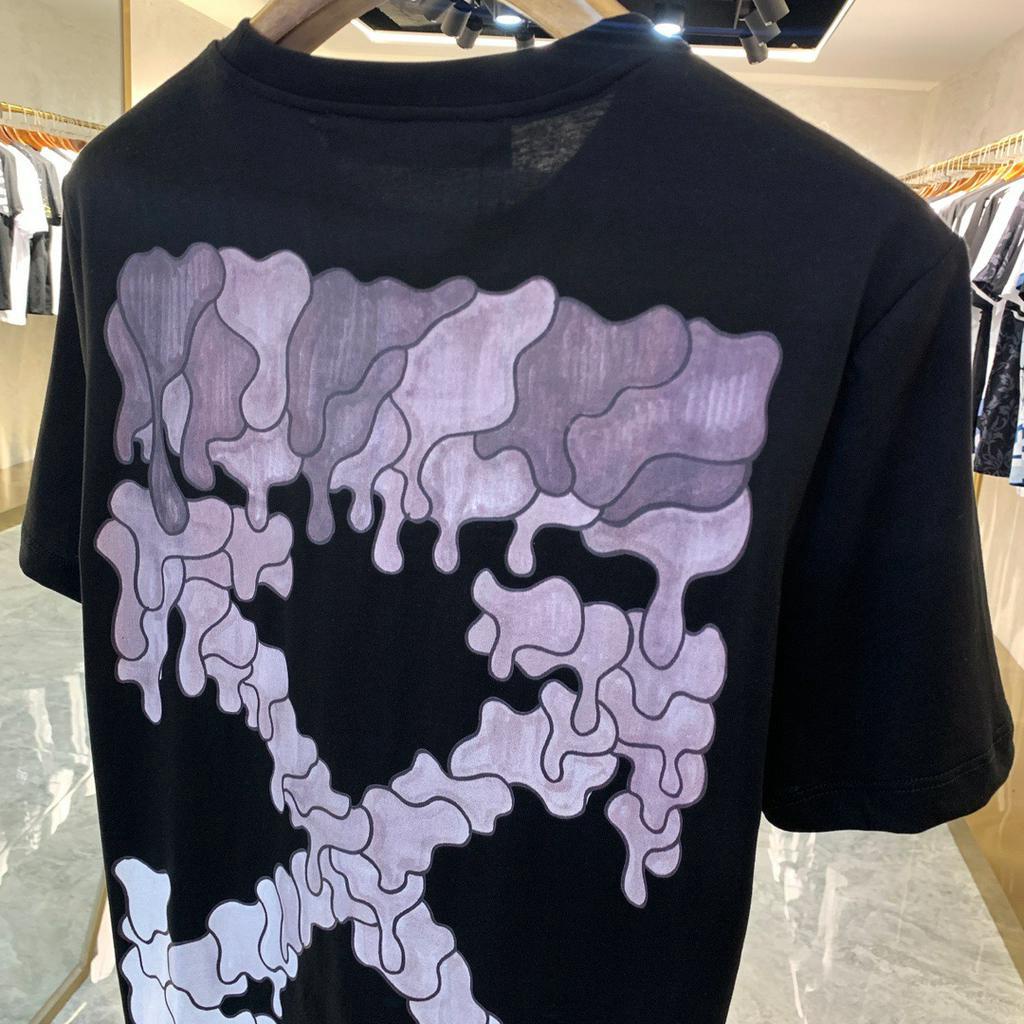 Áo Thun Nam Ngắn Tay Cổ Tròn In Hình Mũi Tên Màu gradient Mẫu Mới 0FF Wh1te 2023