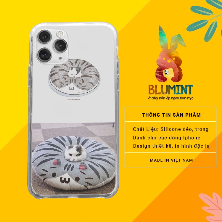 Ốp đt Cat Mèo con nằm chibi cho iPhone12promaxXS XR nữ 8plus mềm 7Plus X XR Xs Max 6 6s BLUMEW0210
