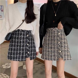Chân váy tweed 2 màu đen - trắng