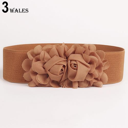 Thắt lưng co giãn bản to họa tiết hoa thời trang cho nữ