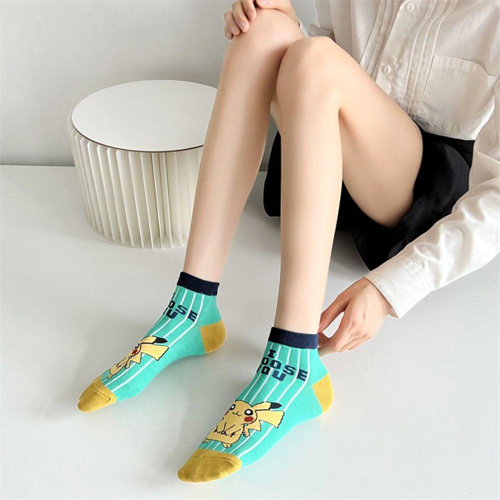 Vớ Cổ Thấp Thêu Họa Tiết Hoạt Hình Pikachu Đáng Yêu Thoải Mái Cho Nữ 1