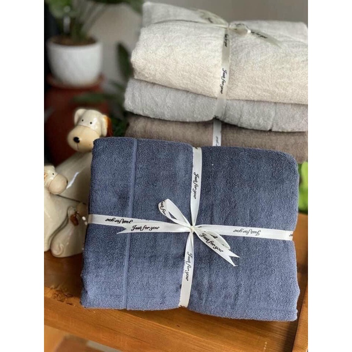 Set 2 khăn tắm MUJI cotton organic xuất Nhật Size 70x140cm