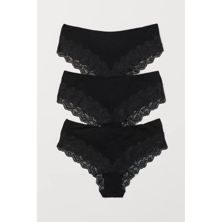 Set 3 Quần Chip Nữ Vải Cotton Phối Ren Sexy - Quần Lót Đẹp Co Giãn Thấp Hút Tốt Viền Ren Trangnauth F168