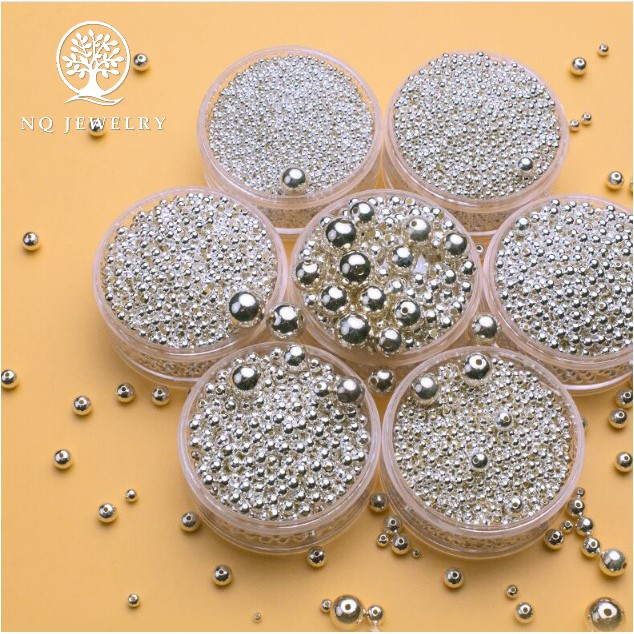 Charm bi bạc hạt tròn trơn - hạt cườm bạc 6-8mm - NQ Jewelry