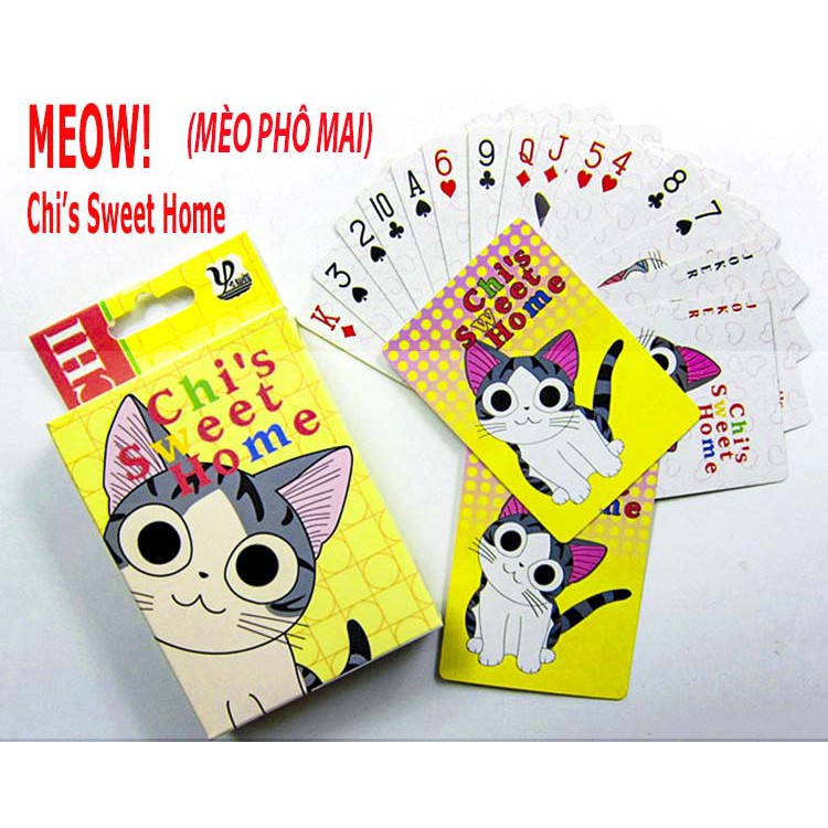 Bộ bài Tây anime MÈO PHÔ MAI Chi's Sweet Home Mái Ấm Của Mèo Chi, bộ Tú 54 lá in hình anime manga dễ thươn