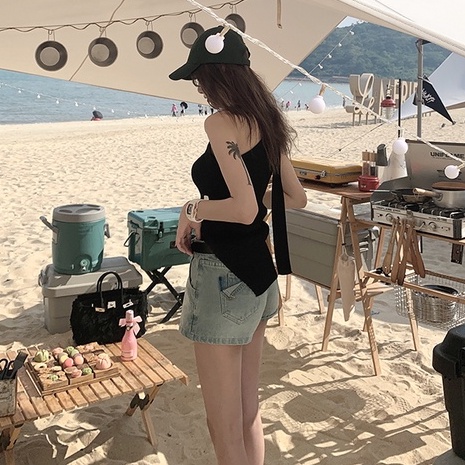 Cocory vn Áo Croptop Sát Nách Màu Trơn Thời Trang Mùa Hè Cho Nữ