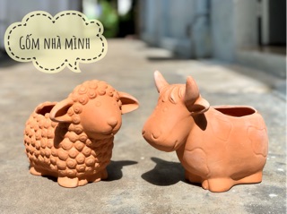 Chậu Bò sữa đất nung