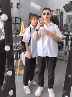 Áo Sơ Mi Trắng Đi Học Unisex( ảnh thật)