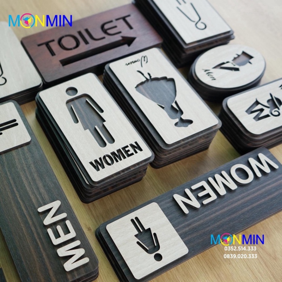 Bảng gỗ MONMIN - Bảng toilet, WC nam nữ, restroom