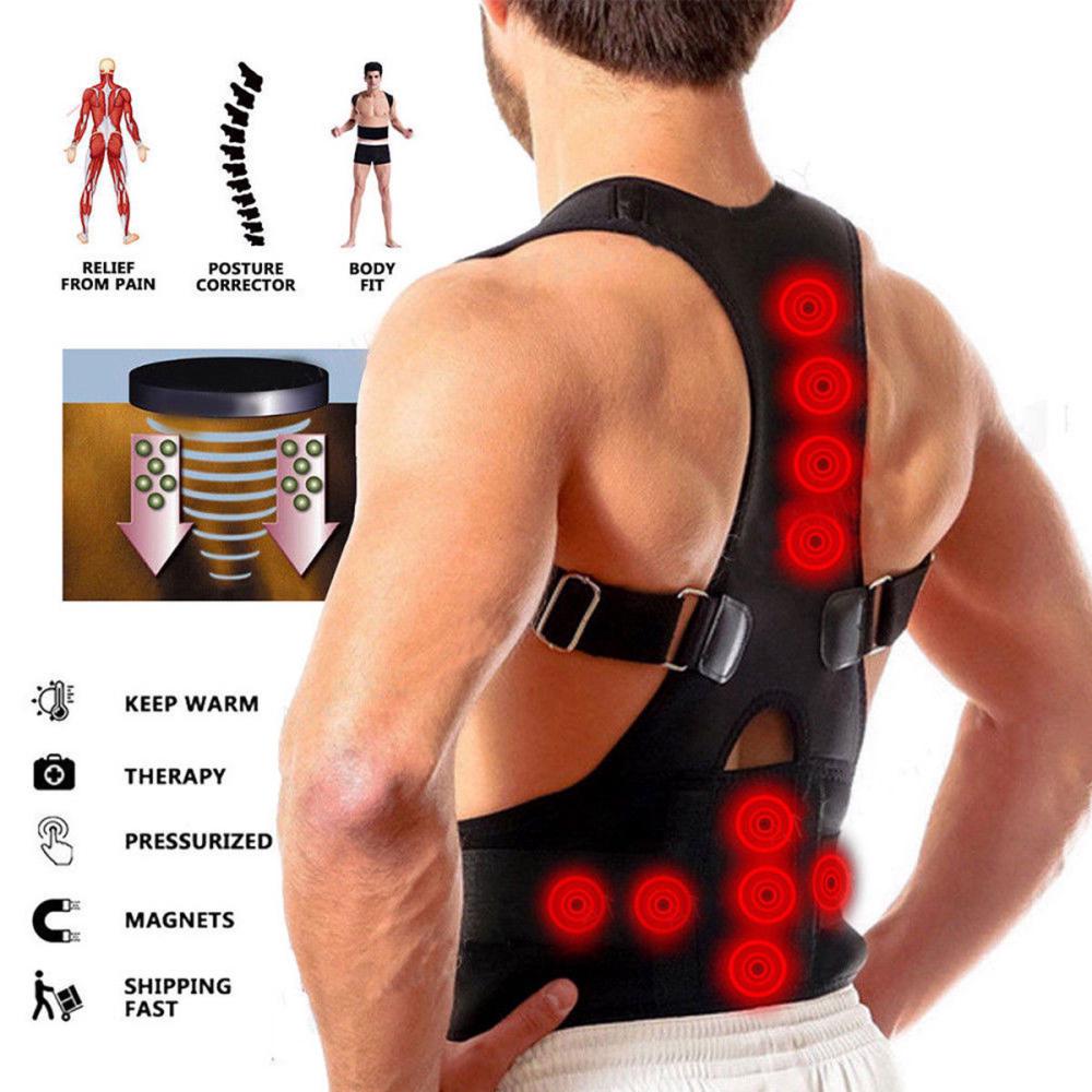 Men Women Posture Corrector Support Magnetic Back Shoulder Brace Belt Adjustable