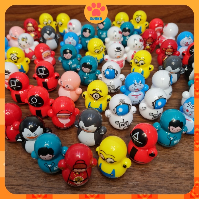 Lật đật mini đồ chơi dễ thương squid game, doremon, minion,pikachu, ông già noel LD SUNKA