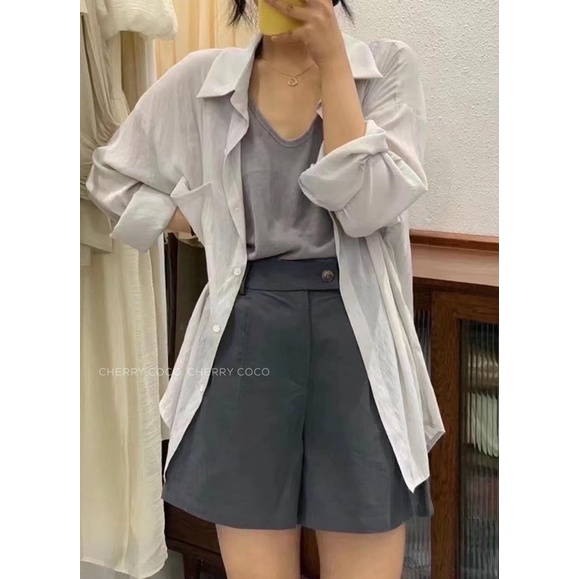 Sơ mi voan tơ dáng cơ bản mềm ,nhẹ 80401 CHERRYCOCO