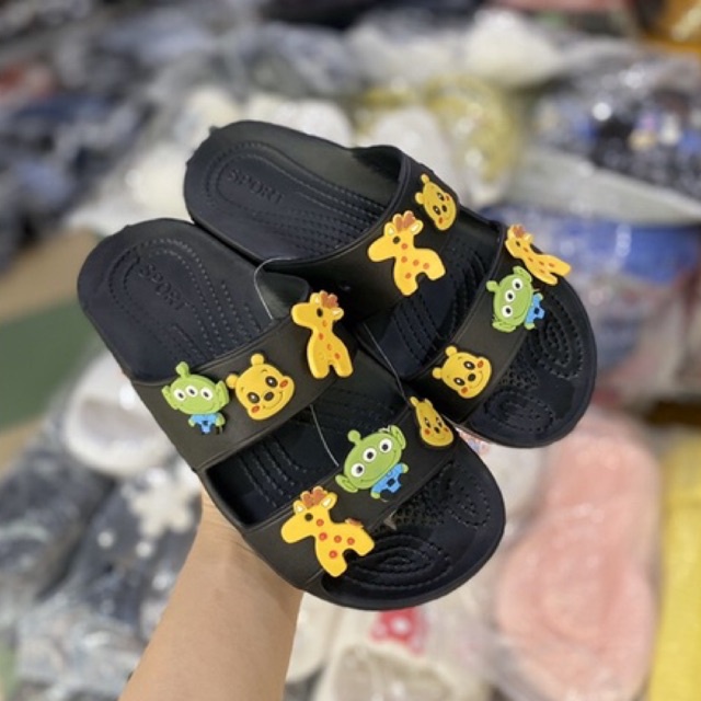 dép bánh mì 2 quai gắn sticker, dép lê nữ