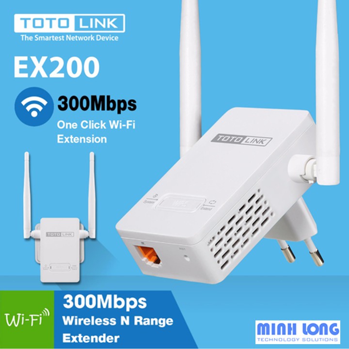 Kích sóng WiFi Totolink Ex200 300Mbps chính hãng CÓ CỔNG LAN ĐỂ CẮM TIVI