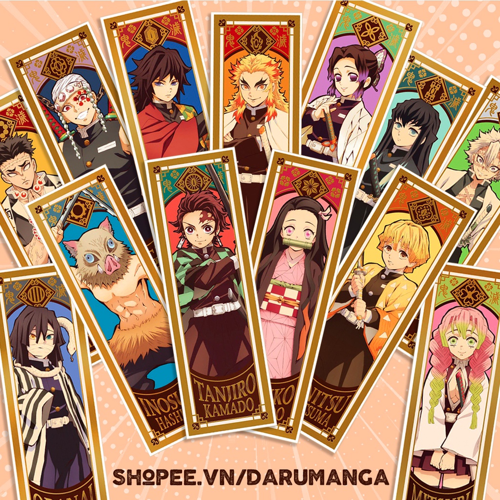 Bộ 13 bookmark KIMETSU NO YAIBA KNY - DARUMANGA SHOP