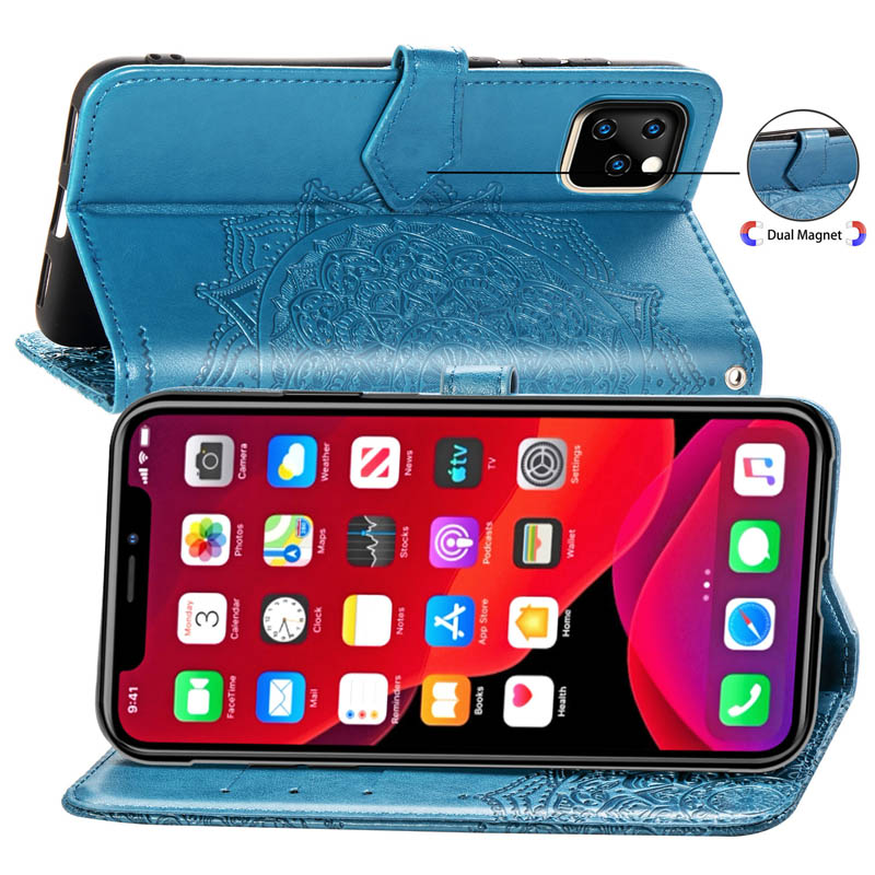 Lekaari Bao da điện thoại làm bằng PU có khóa nam châm họa tiết Mandala cho iPhone 12 11 Pro XS Max X XR SE 2020