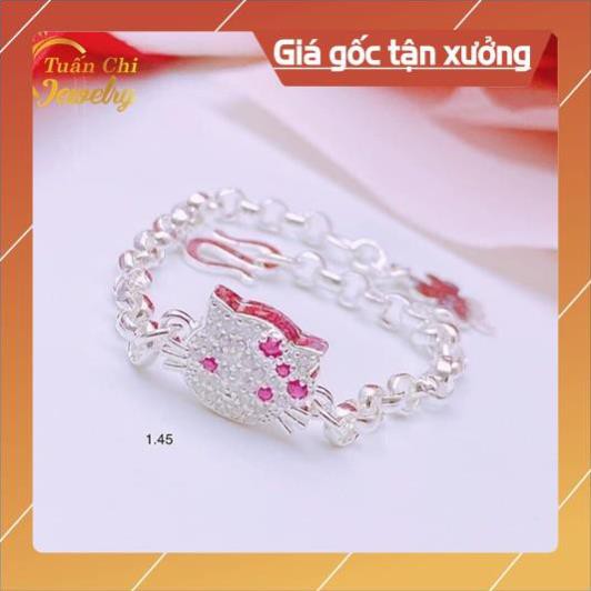 Lắc Tay Trẻ Em 🍁BẠC TA🍁 Vòng Tay Bạc Trẻ Em Cao Cấp Mèo Kitty Bé Nào Cũng Mê Free Ship Toan quoc