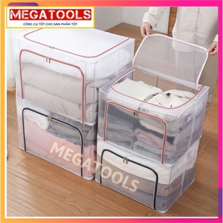 Hộp đựng chăn màn khung thép dung tích 66L bằng nhựa pvc trong suốt chống ấm mốc tuyệt đối