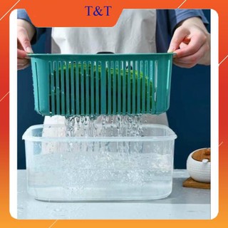 Sét 5 hộp đựng thực phẩm có nắp đậy cao cấp,♥️ FREESHIP♥️ khay nhựa để tủ lạnh kèm rổ ráo nước bảo quản thức ăn tiện dụn