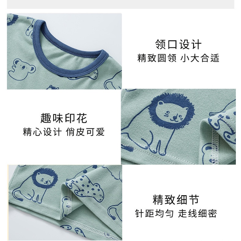 Bộ đồ ngủ tay dài chất liệu cotton phong cách Hàn Quốc thời trang mùa thu xinh xắn cho bé 3-14 tuổi