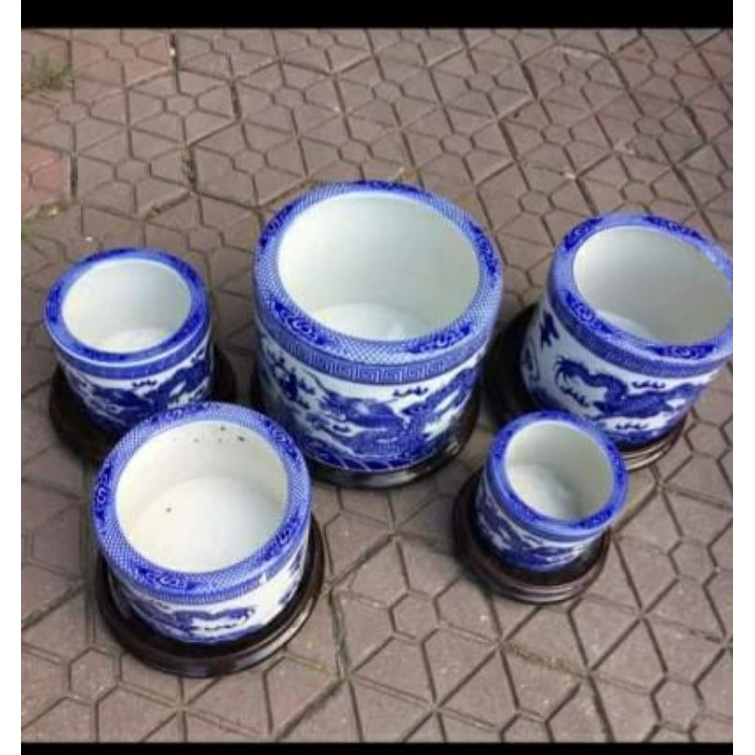 Lư ống ,lư phi đựng nhang hàng bát tràng Việt Nam họa tiết rồng xanh-Đồ Thờ Tâm Linh