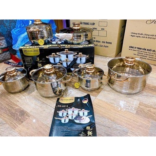 BỘ NỒI ĐỨC ĐÁY TỪ 5 LỚP 6 MÓN 12 CHI TIẾT