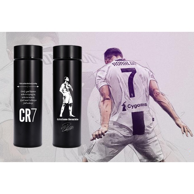 Bình Giữ Nhiệt Bóng Đá 2.0 Inox 304 Cao Cấp An Toàn Giữ Nóng Lạnh Cực Tốt Logo Ronaldo CR7, Messi, Neymar