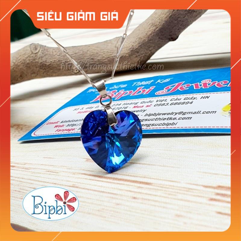Mặt dây chuyền pha lê trái tim xanh biển 18mm