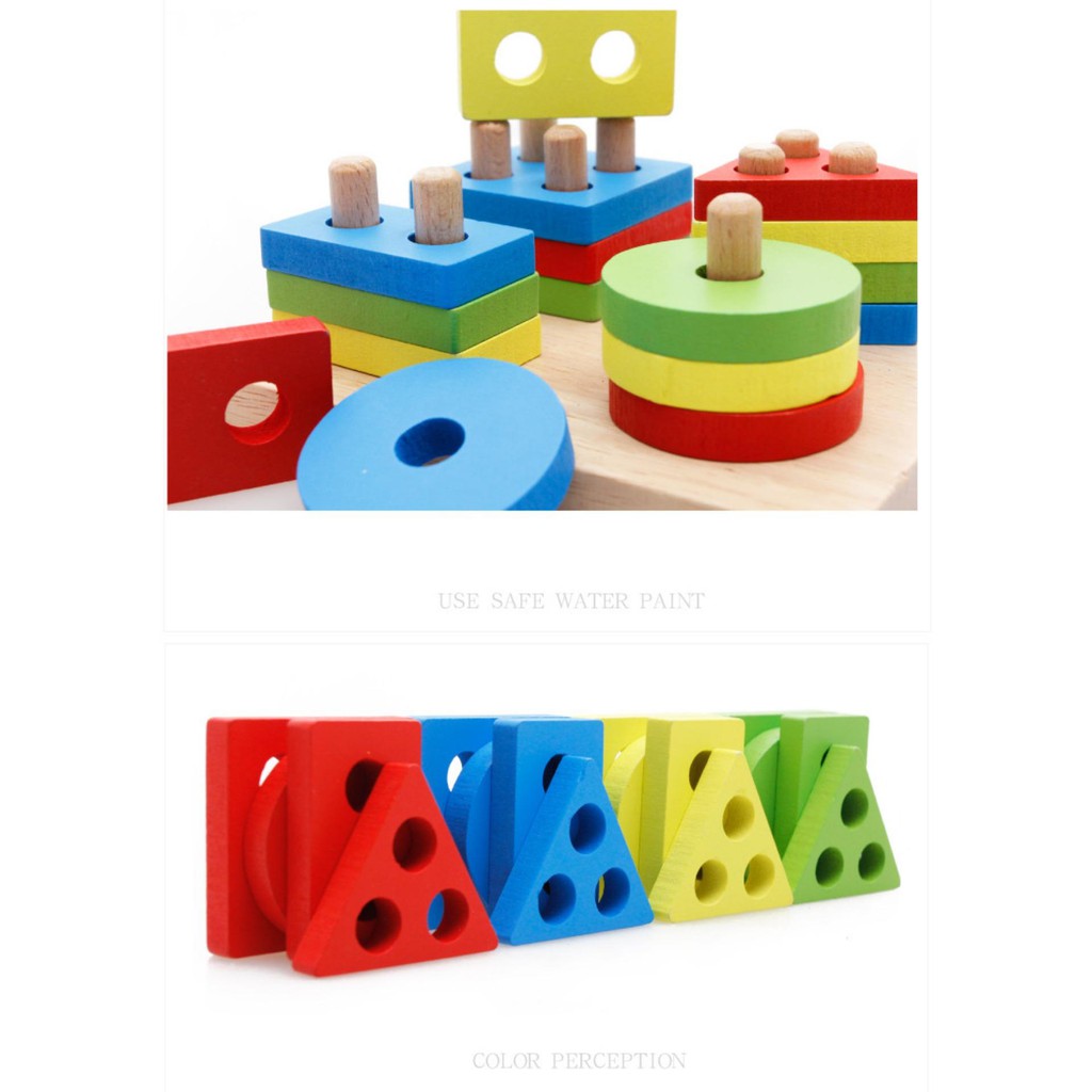 Đồ chơi gỗ - Thả hình khối ⚡FREESHIP⚡ đa sắc Vivitoys - Thả hình hình học