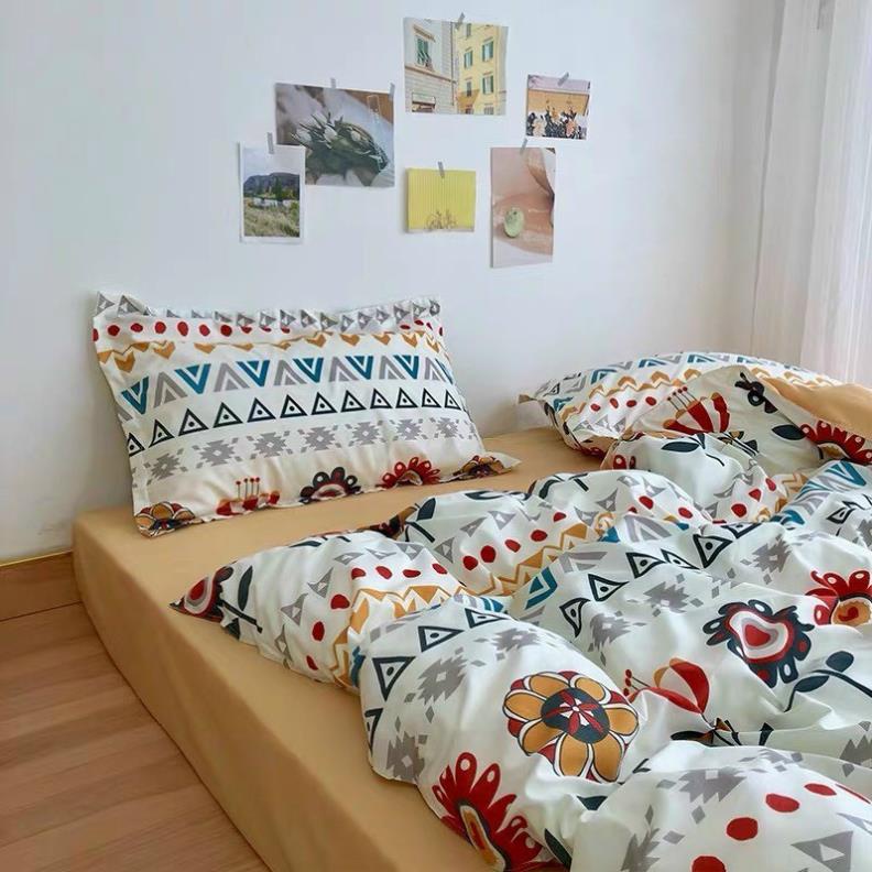 Trọn Bộ 4 Món Chăn Ga Gối Mền Cotton Poly-Thương Hiệu 🌸EVILY🌸-Mẫu THỔ CẨM HOA HƯỚNG DƯƠNG Siêu Xinh - EvilyDecor