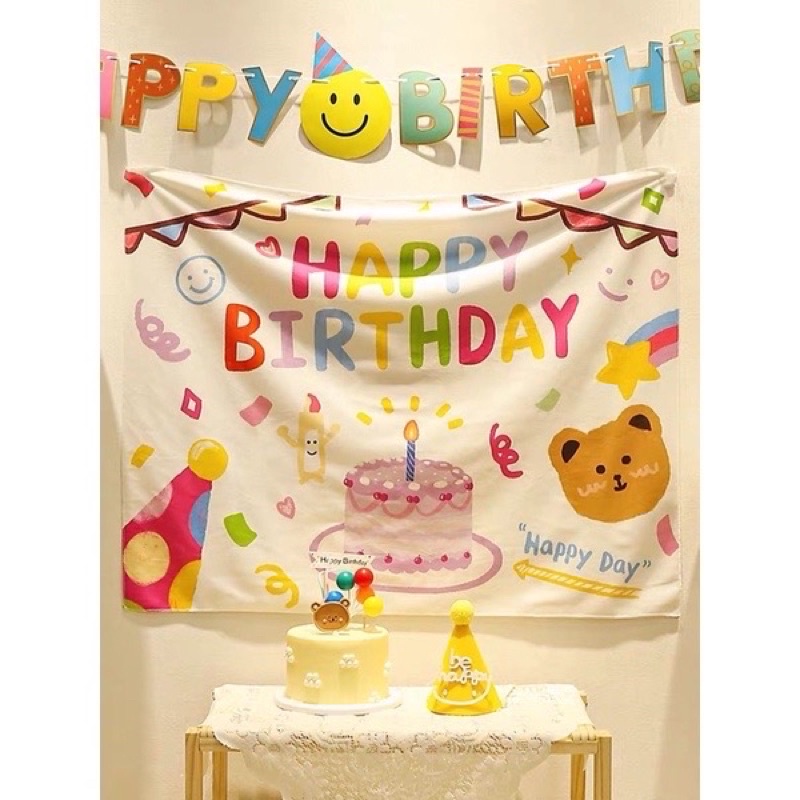 Banner Vải Hoạ Tiết Trang Trí Sinh Nhật Cho Bé Trai Và Bé Gái Mẫu Mới Kích Thước 95x75cm