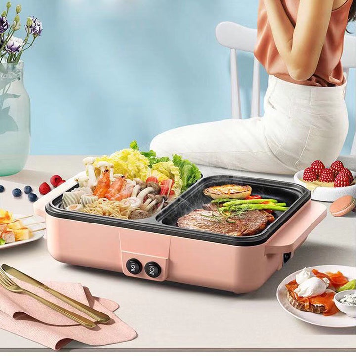 (BinNhimStore) Bếp lẩu-nướng BBQ 2 trong 1 tiện dụng không khói chống dính