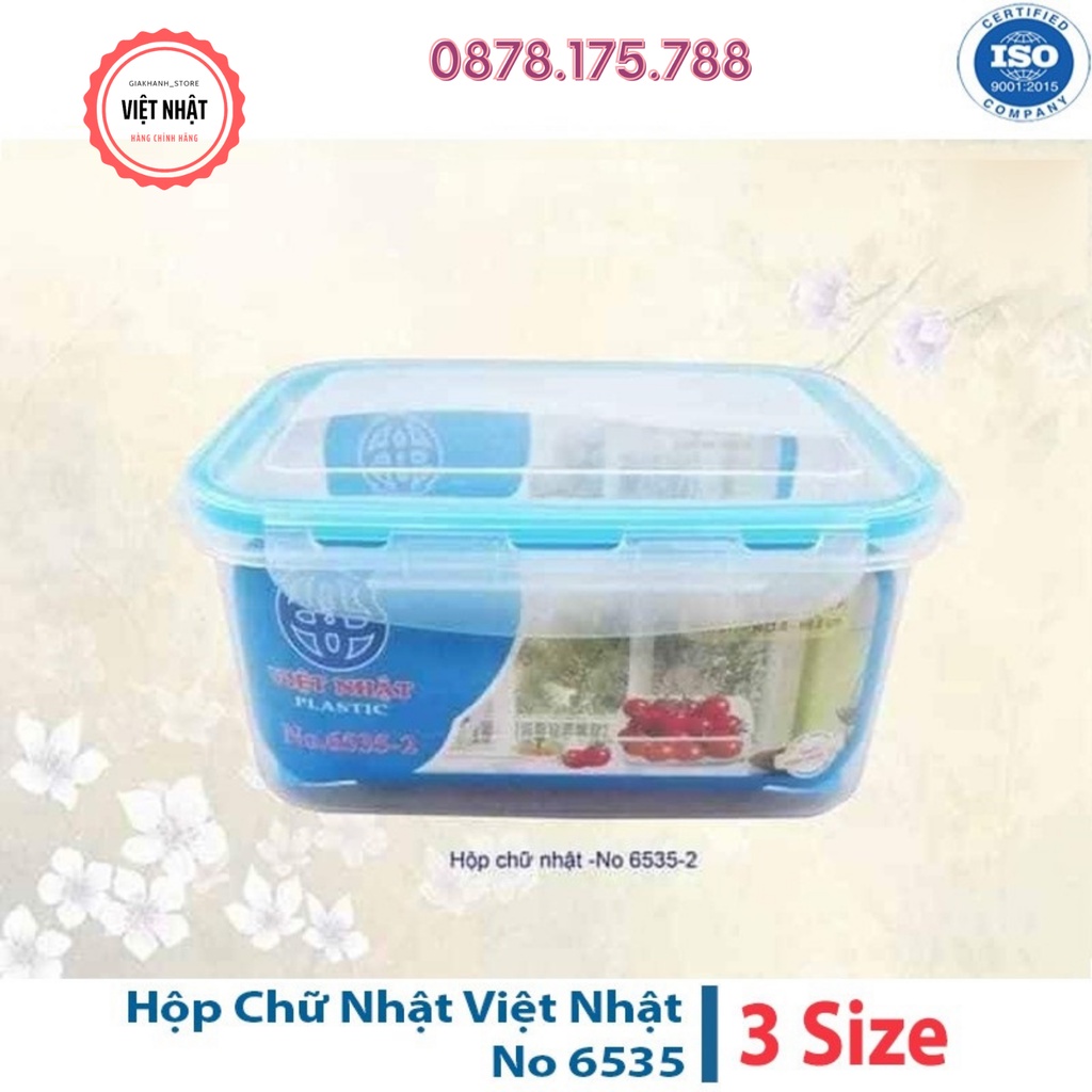 [Combo bộ 3] Hộp Đựng Thực Phẩm Việt Nhật Có Nắp Khóa Tiện Dụng - Bộ 3 hộp hình chữ nhật loại xịn mã số 6535