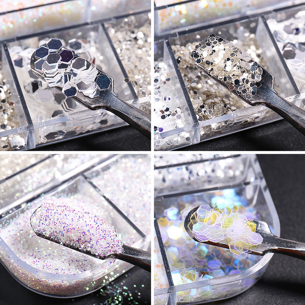 Hộp kim tuyến lấp lánh độc đáo dành cho trang trí móng tay nghệ thuật DIY