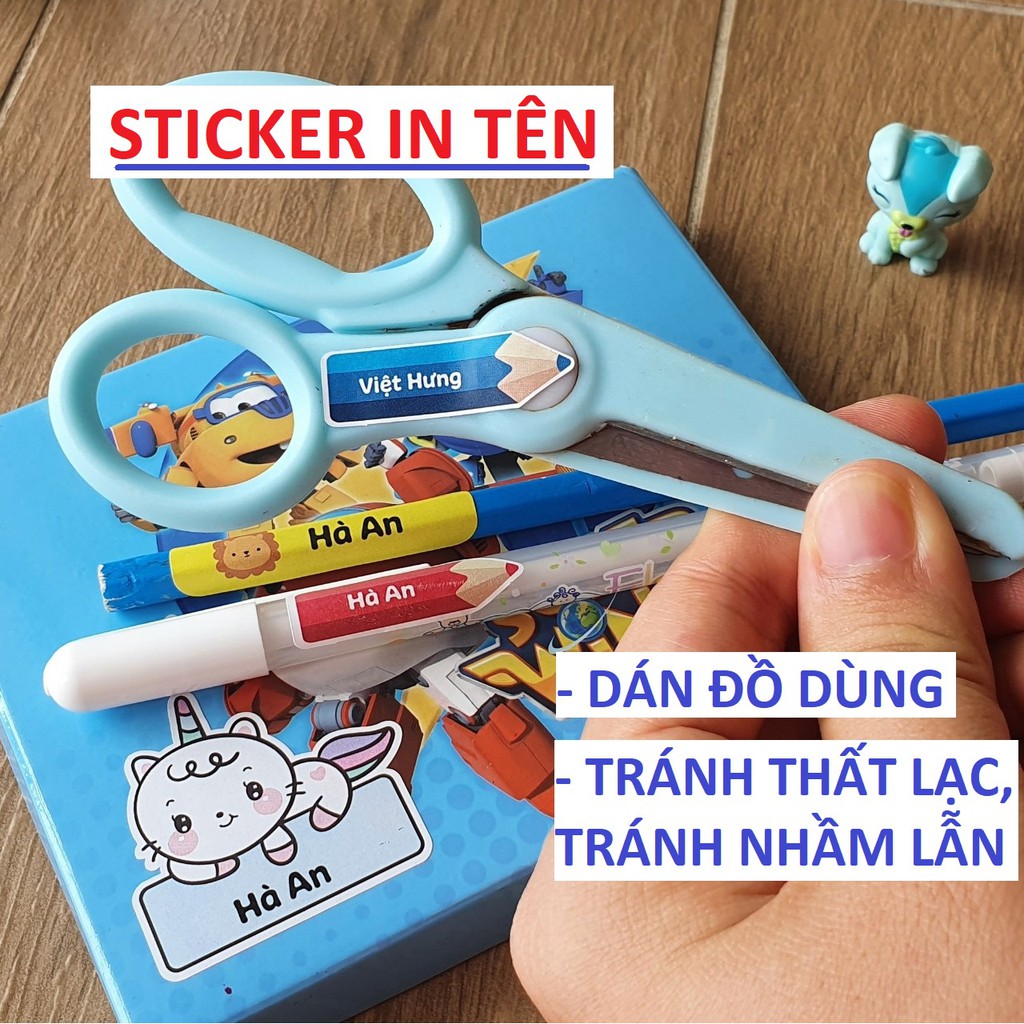 💗 100 STICKER IN TÊN BÉ 👉dán đồ dùng học tập 💥 SIÊU DỄ THƯƠNG