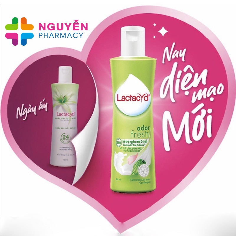 Dung dịch vệ sinh phụ nữ Lactacyd odor fresh Trầu Không - Giúp bảo vệ, giữ ẩm, ngăn mùi vùng nhạy cảm