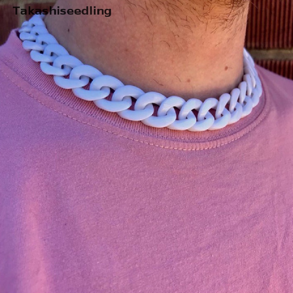 (Takashiseedling) Vòng cổ Choker Acrylic Dày Màu Trắng Cho Nam Và Nữ