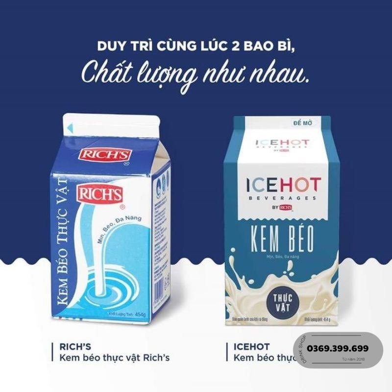 Kem béo thực vật Rich lùn, Ice hot - Giao ngay trong ngày